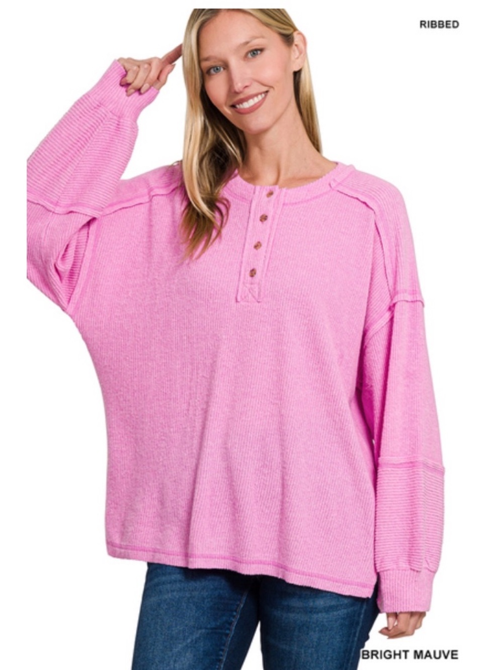 105 ❤️Zenana RIBBED BRUSHED HACCI
MELANGE HENLEY SWEATER
